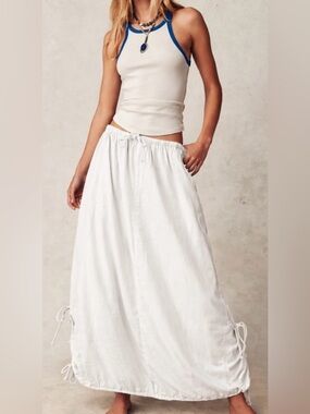 Free People Black Drawstring Picture Perfect Parachute Maxi Skirt